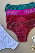 Single Microfiber Bikini Coverage Panty with Lace Inserts