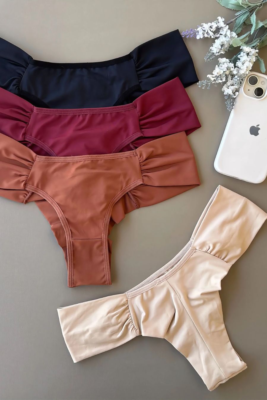 Double-String Tactel Thong with Double Side Panels