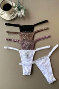 Double-String Microfiber Thong with Lace Front & Adjustable Sides