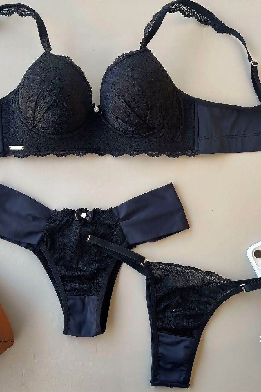 Pearl Detail Foam-Cup Lingerie Set