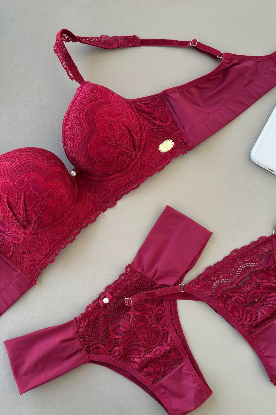 Pearl Detail Foam-Cup Lingerie Set