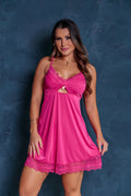Lace-Trim Satin Camisole Set –