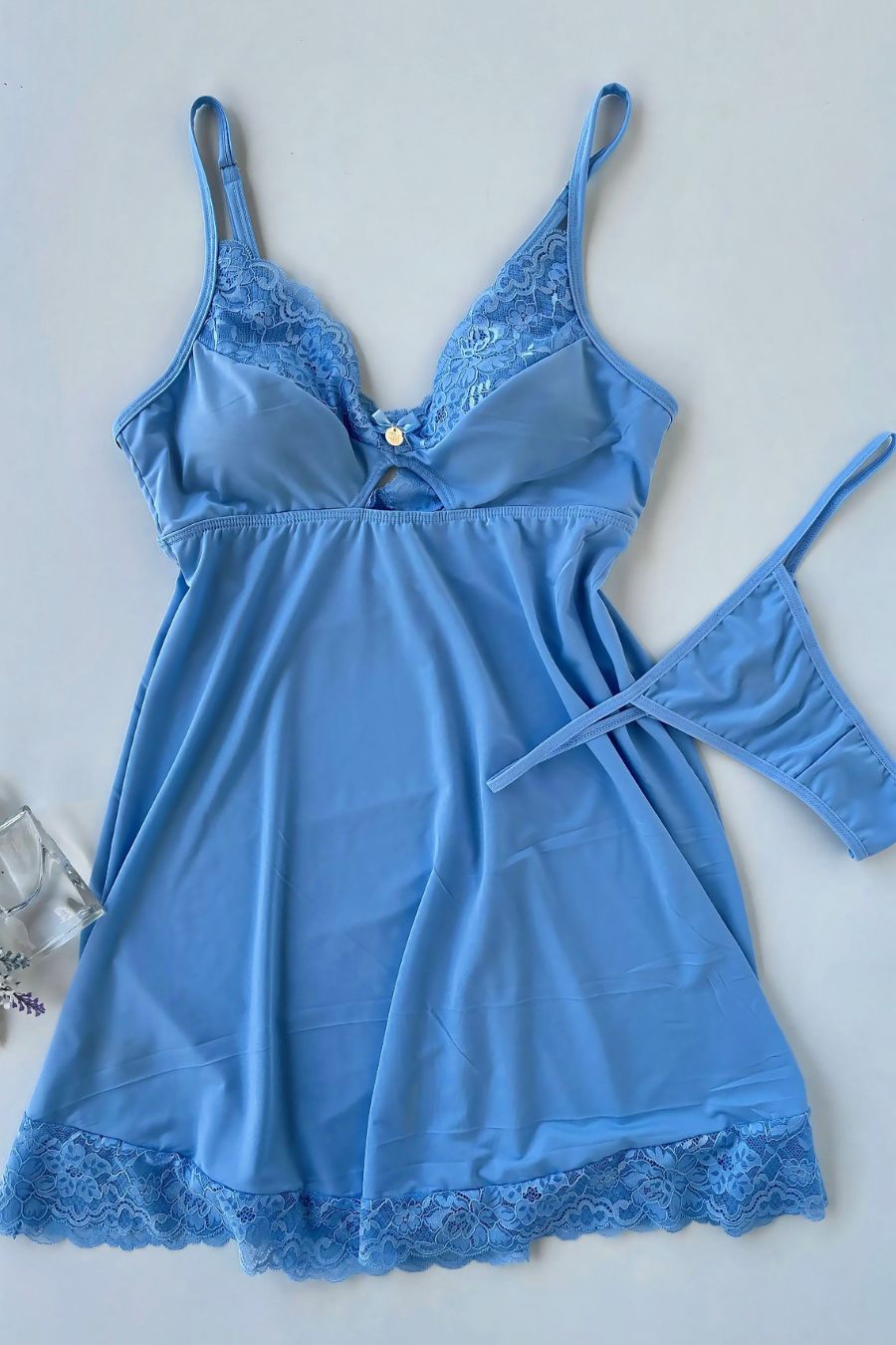 Lace-Trim Satin Camisole Set –