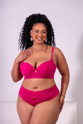 Plus Size Microfiber Support Lingerie Set with High-Waisted Double-Layer Panty