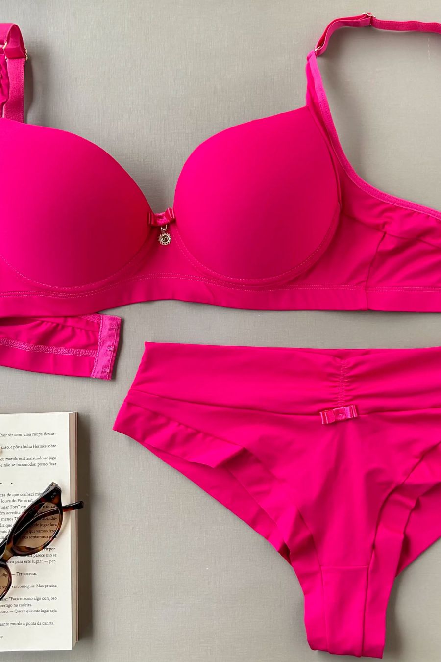 Plus Size Microfiber Support Lingerie Set with High-Waisted Double-Layer Panty