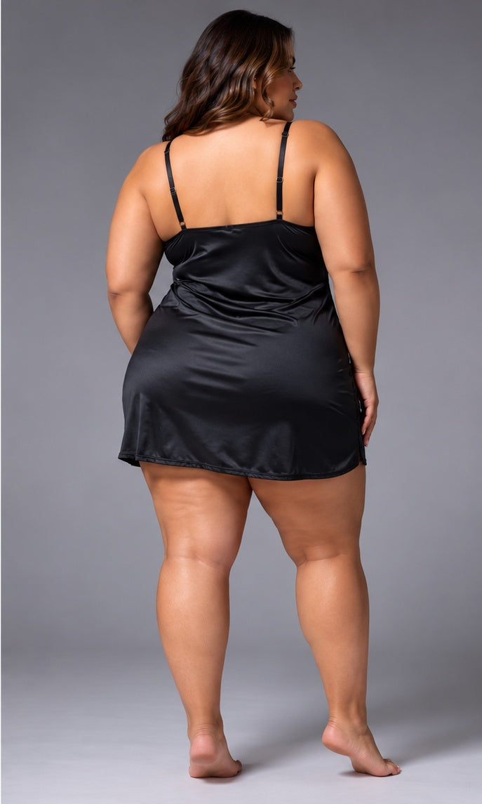 Satin Liganette Chemise with Seamed Cups