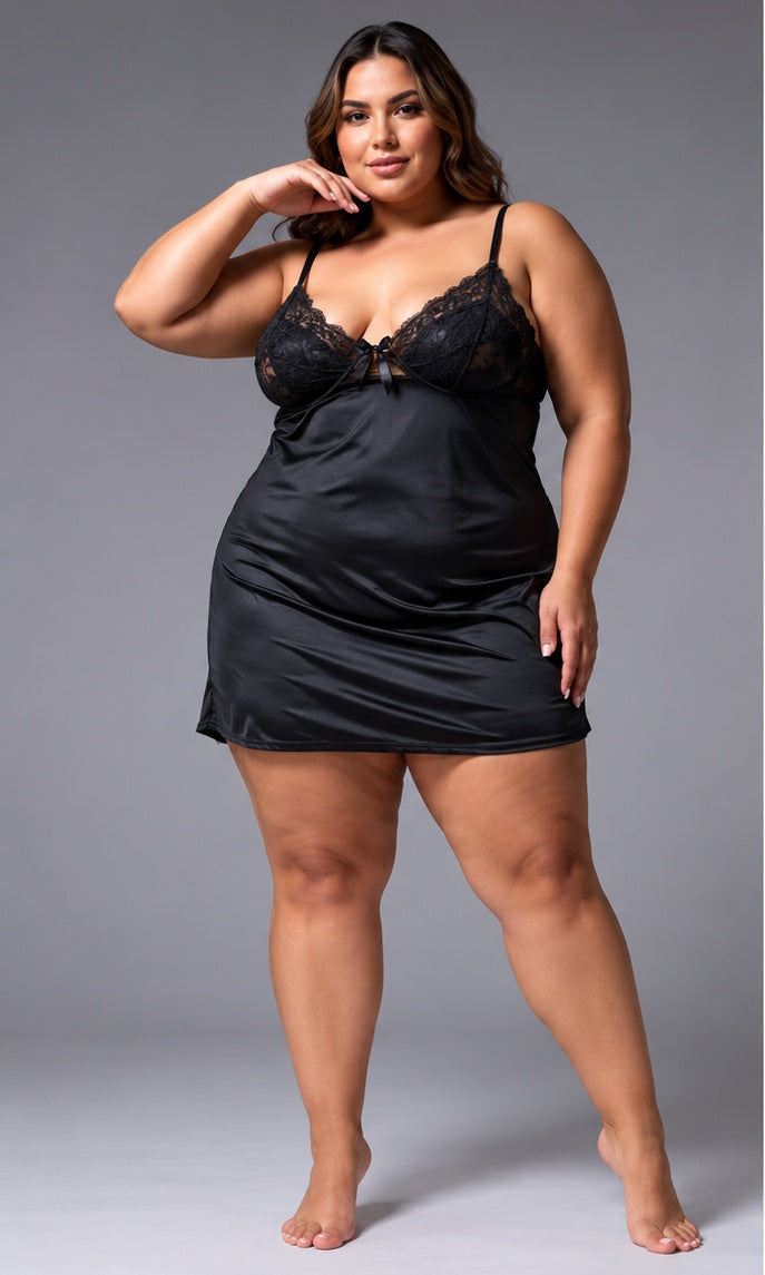 Satin Liganette Chemise with Seamed Cups