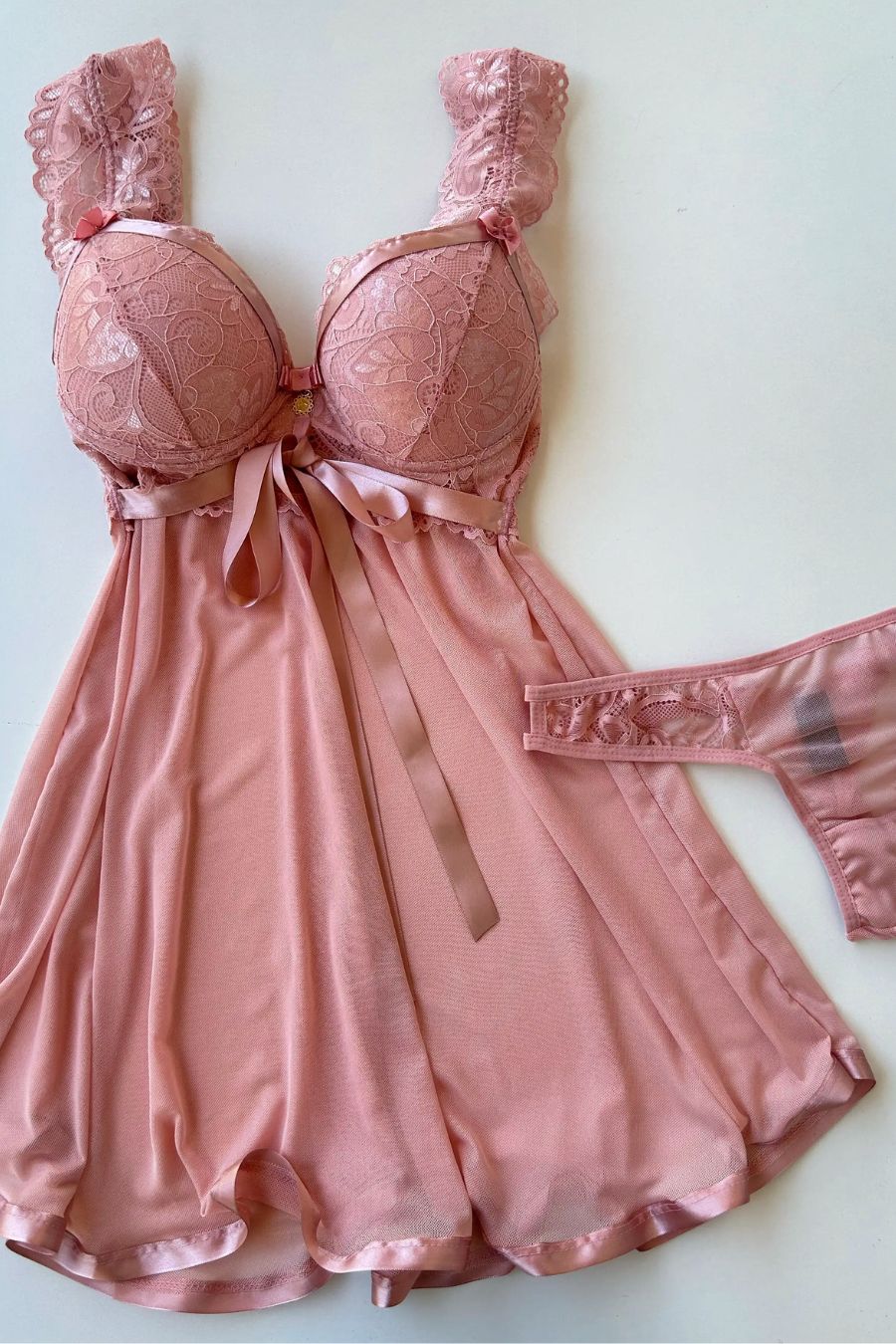 Tulle Chemise with Satin Ribbon
